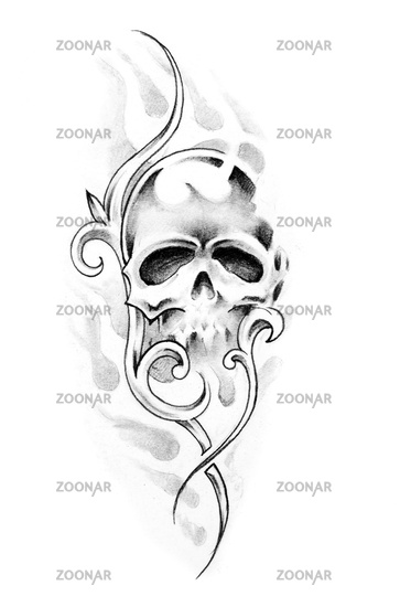 Art Tattoo Graphics Tribal Drawings Skull Tattoos Sketch