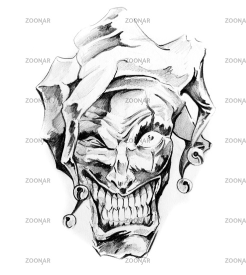 Foto Sketch Of Tattoo Art Clown Joker Bild 2066026